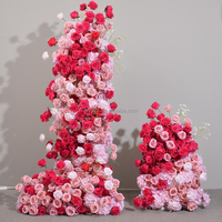 Arche florale artificielle en rose et hortensia, demi-arche blanche avec gypsophile, toile de fond portable pour mariage, arche de fleurs de luxe pour demande en mariage, collection automne