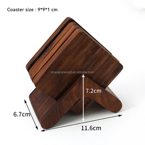 Nouveau Style carré mince chêne hêtre en bois artisanat tasse tapis écologique Logo personnalisé noyer cerisier bois caboteur - Product Image 2