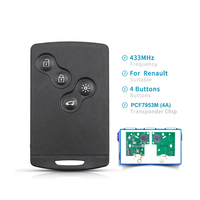 Coque de clé de voiture noire en ABS à 4 boutons avec télécommande Cleo Cabin et puce PCF7953M 433 MHz pour clés de véhicule