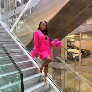 Giacca Invernale da Donna alla Moda con Decorazioni in Piume, Stile Casual e Chic per l'Ufficio - Product Image 4