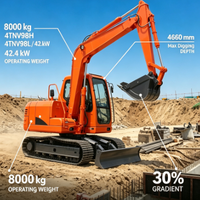 Mini-excavatrice sur chenilles de 8 tonnes, petite machine de terrassement, profondeur de creusement maximale pour les projets de construction agricole et routière