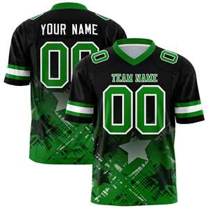 Camiseta de Fútbol Americano Personalizada con Estrella Degradada en Negro y Verde Kelly - Product Image 1