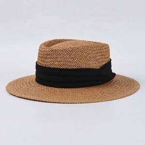 Chapeau de soleil de plage unisexe en paille tressée style canotier pour femmes et hommes, avec 3 rubans décoratifs tressés – Nouvelle collection été très tendance - Product Image 4