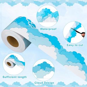 Cielo azul Nubes Aula Borde Rollo Nubes blancas Forma Tablón de anuncios Decoraciones Cielo festoneado Nube Troquelado Bordes Trim - Product Image 2