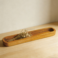 Candélabre en bois artisanal, bol à bougie, porte-encens, plateau multifonctionnel de forme ovale pour la décoration de la maison, Pâques, Noël