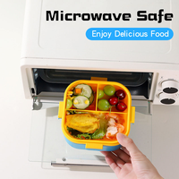 Boîte à bento de pique-nique de dessin animé mignon compartiment à lunch portable pour micro-ondes fourchette cuillère école nourriture fraîche mallette de rangement enfant