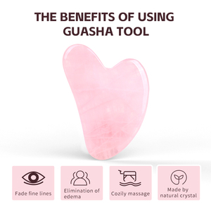 Vendita calda di cristallo rosa bordo di pietra Gua <span class=keywords><strong>Sha</strong></span> naturale quarzo rosa Gua <span class=keywords><strong>Sha</strong></span> cura della pelle massaggiatore Anti-invecchiamento giada Guasha strumento per viso - Product Image 2