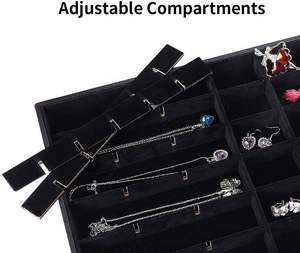 Bandeja de terciopelo negro al por mayor de 35 cm para joyería, bandeja de exhibición de lujo para pulseras, collares y anillos para escaparates de joyería - Product Image 4