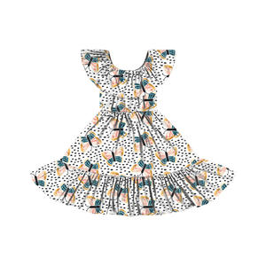 Robe pour bébé BQ-486-WXL, fabriquée en Chine, nouveau motif floral, épaules dénudées, col élastique, jolie robe d'été à gros volants - Product Image 2