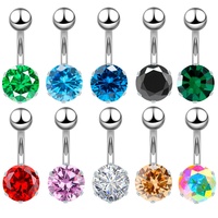 Anneau de nombril en acier inoxydable 316L, double barre de nombril, bijoux de piercing corporel, pierre en zircon CZ, cadeau pour fête, fiançailles, mariage