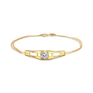 PVD Gold Plated 316L Stainless Steel Bracelet With Crystal Center Stone Elegant Women's Jewelry Fine Chain Link Design - Product Image 2