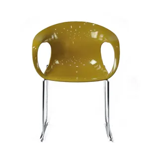 เก้าอี้อาร์มแชร์ทำจากพลาสติก,เก้าอี้รับประทานอาหารมีที่พักแขนทำจาก ABS โครเมี่ยมพร้อมที่วางแขนขาโลหะ