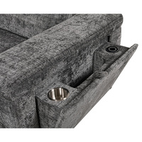 Canapé-lit 2 places en velours au design européen avec accoudoirs, porte-gobelets, recharge sans fil et rangement, inclinable et réglable pour appartement