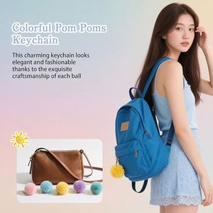 Faux Rabbit Fur Pom Pom Balls DIY Fluffy Elastic Loop for Hats Keychains Scarves Gloves Bags Accessories Rainbow Colours - Product Image 3