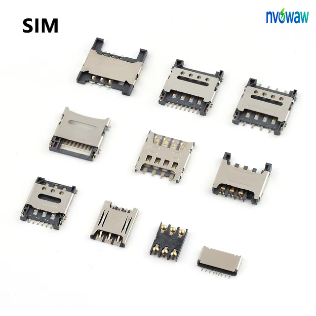 Silver Copper Housing Contact 6/6+1/7/8 Pin Nano SIM Card Holder Socket Push-Push Type Connector Model SC-1 IEC Standard 1.0 AMP