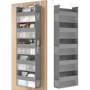 5-Tier Foldable Metal Hooks Transparent Nylon Mesh Hanging Door Organizer with 5 <b>Large</b> Pockets Over the Door Organizer - Product Image 1