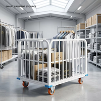 Chariot de manutention robuste pour tissus, idéal pour les usines de vêtements industrielles et l'entrepôt de distribution de vêtements