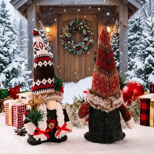 Figurine de gnome en peluche de Noël, Tomte elfe suédois avec canne en sucre pour la décoration de la table à la maison, fête de Noël, cadeau - Product Image 3