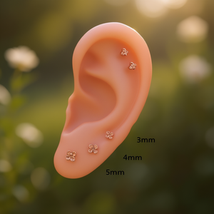 Pendientes de botón con forma de flor en oro rosa E3920 de 5 mm, unisex, de aleación de zinc, joyería de moda - Product Image 2