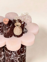 Table d'appoint moderne et minimaliste, écologique, en marbre naturel rose onyx Rosso Levanto, pour salon de luxe