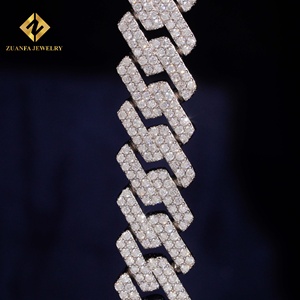 Zuanfa Jewelry Lab Grown Diamond Bracelet Popular 15mm Cuban Chain Cuban Link Chain Necklace Bracelet <b>Men</b> Iced Out Diamond 925 - Product Image 4