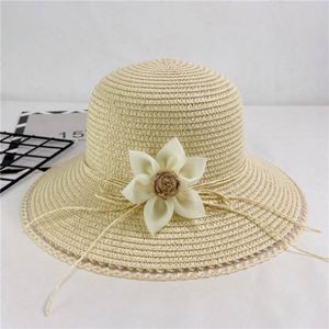 Chapeau de paille à fleurs en dentelle pour femme, grand bord, chapeau de plage et de bord de mer, chapeau de soleil, en gros, en stock - Product Image 3