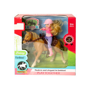 Ensemble d'animaux de ferme en plastique creux, modèle de cheval, <span class=keywords><strong>jouet</strong></span> de <span class=keywords><strong>club</strong></span> avec poupée - Product Image 2