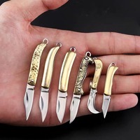 Couteau pliant tactique de poche pour le camping en plein air, lame 440C, manche en laiton et bois, outils de survie en plein air, chasse, EDC