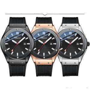 Montre en alliage de mode personnalisée à succès, mon logo, quartz, acier inoxydable, résistante à l'eau 3BAR, calendrier transparent, silicone pour homme - Product Image 1