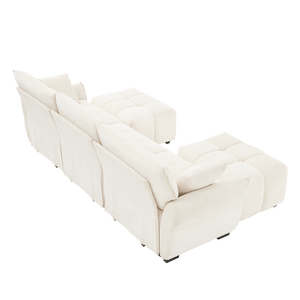 Ensemble de canapés en coton doux style crème, meubles de salon, canapé moderne minimaliste, canapé en tissu de laine d'agneau blanc nuage doux pour la maison - Product Image 4