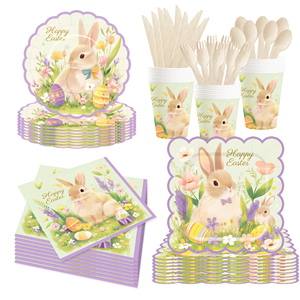 DAMAI New <b>Easter</b> Bunny Party Theme Festival Disposable Paper Plates Tissue Cups Tableware Decoration for <b>Easter</b> Festival - Product Image 1