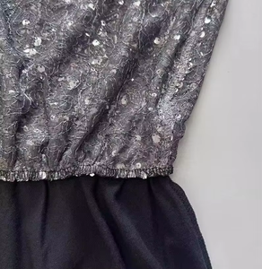 Falda Brillante Negra y Plateada con Lentejuelas para Niñas, Falda <span class=keywords><strong>de</strong></span> Línea A con Encaje y Malla, Cintura Elástica, Forrada, para Fiestas, Discotecas, Niñas Pequeñas, Glamour, Mini - Product Image 4