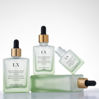 Flacon compte-gouttes carré en verre dépoli pour sérum cosmétique et soin de la peau, 15ml, 20ml, 30ml, 50ml, 100ml