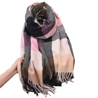 Écharpe en polyester effet cachemire style britannique pour femme, automne-hiver, motif écossais classique, inspirée d'Instagram, design décontracté à franges