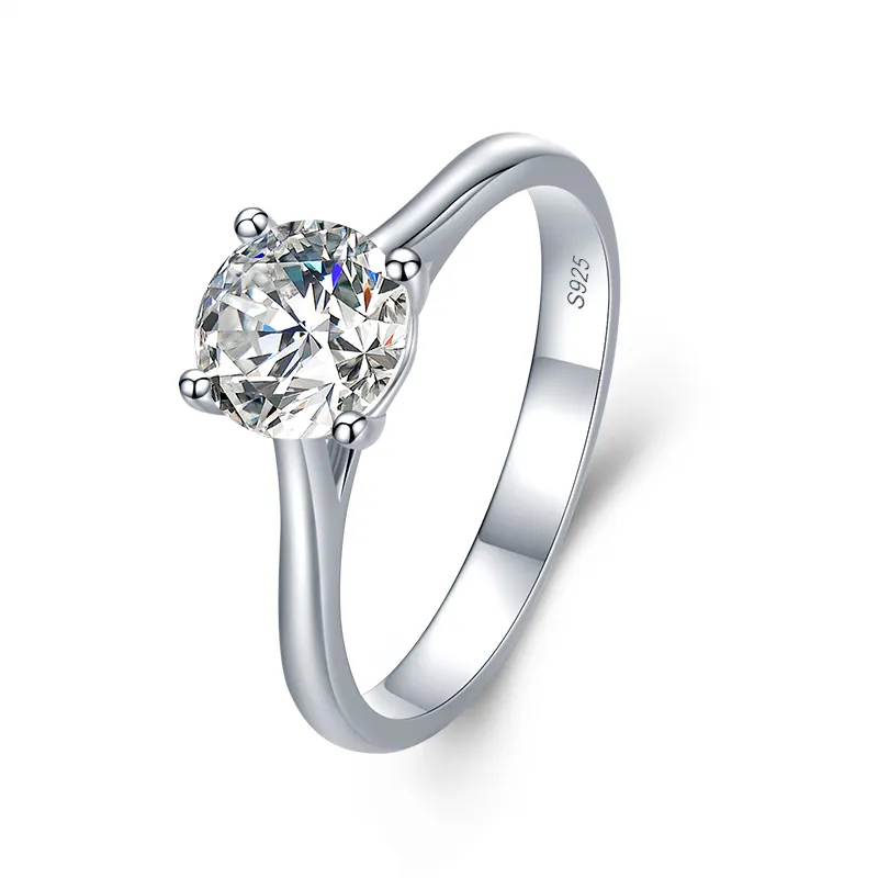 خاتم خطوبة مخصص بالماس من الفضة الإسترليني عيار 925 خاتم زفاف للنساء