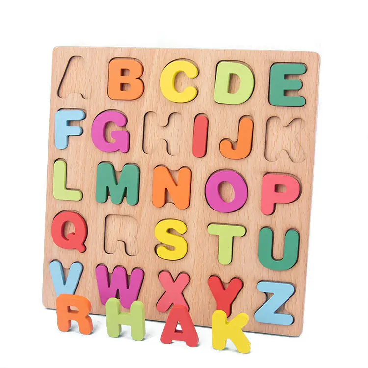 Mainan Puzzle Alfabet Anak-anak, Mainan Puzzle Kayu untuk Anak-anak, Balita, Angka Alfabet