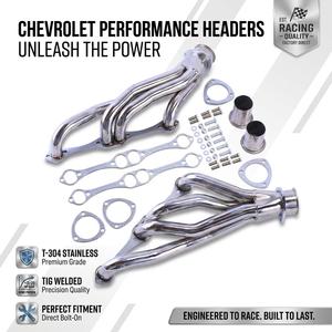 Collecteurs en céramique Target, tuyau en acier inoxydable, compatible avec Chevy 265-400 SBC Gen I <span class=keywords><strong>V8</strong></span> Monte Malibu <span class=keywords><strong>Camaro</strong></span> Caprice - Product Image 1