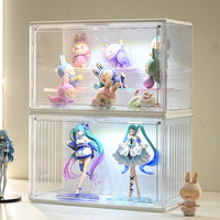 Vitrine d'exposition moderne en plastique avec éclairage LED, grande capacité, pour figurines de poupées, vitrine en acrylique