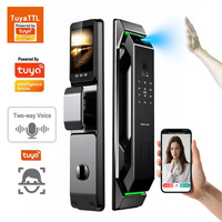 Tuya Fingerabdruck-Smart-Türschloss mit Kamera, 3D-Gesichtserkennung, Fingerabdruck-Digitalschloss, Mobiltelefonsteuerung, 7 Entsperrmöglichkeiten