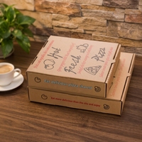 Boîte à pizza carrée personnalisée en carton ondulé épais, imprimée avec motif couleur sur carton blanc, recyclable, pour emballage alimentaire à emporter, protection UV