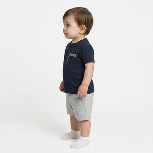 Conjunto de camiseta de algodón para bebés con bolsillo y pantalones cortos estampados, conjunto informal de verano para bebés, suave y transpirable - Product Image 5