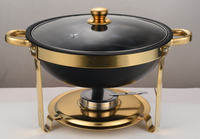 Réchaud à gaz rond petit et luxueux en acier inoxydable durable de 5 L, or et argent, pour la restauration