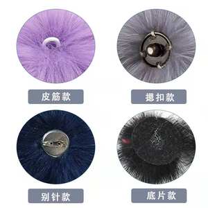 Bola de piel de mapache de imitación con pompones desmontables elásticos coloridos para gorros, tipo de piel, tela para prendas - Product Image 3