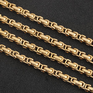 สร้อยคอผู้ชายแบบหนา ลายกำแพงเมืองจีน สไตล์จักรพรรดิไบแซนไทน์  ชุบทอง 18K แท้ ไม่หมอง  ทำจากสแตนเลส 316L ขนาด 5 มม. - Product Image 1