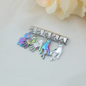 Hapiship moda nuevo acero inoxidable niñas niño <span class=keywords><strong>Palma</strong></span> encanto <span class=keywords><strong>italiano</strong></span> enlaces ajuste 9mm pulsera DIY hacer joyería de mujer DJ711 - Product Image 3