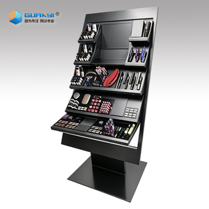 Expositor profesional negro con pedestal inclinado de acero para <span class=keywords><strong>boutique</strong></span> de belleza, estantería escalonada para exhibición en centros comerciales, venta al por mayor B2B - Product Image 1