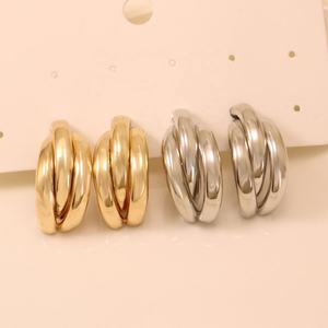 Fashion Gold Plated Lovers and <b>Friends</b> Harley Earrings Personality Semi-circular Design Sense Earrings <b>for</b> <b>Women</b> - Product Image 4