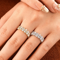 Bague de fiançailles et de mariage en or plaqué 14 carats, sertie de moissanite ovale taille 4x6mm, 0,5 carat, couleur D, pureté VVS1, style tennis éternité pour femme