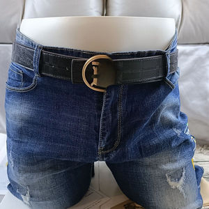 Ceinture en cuir à boucle lisse, ceinture d'affaires en cuir de vachette véritable embossé double face, tendance et décontractée, polyvalente. - Product Image 2