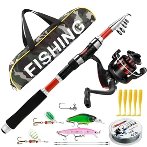 LUSHAZER LUSHAZER <span class=keywords><strong>Canne</strong></span> à pêche télescopique et moulinet Combo Set Kit Ligne Crochets Soft Bait Spoon Crankbait Spinning Reel Lure Bag - Product Image 1